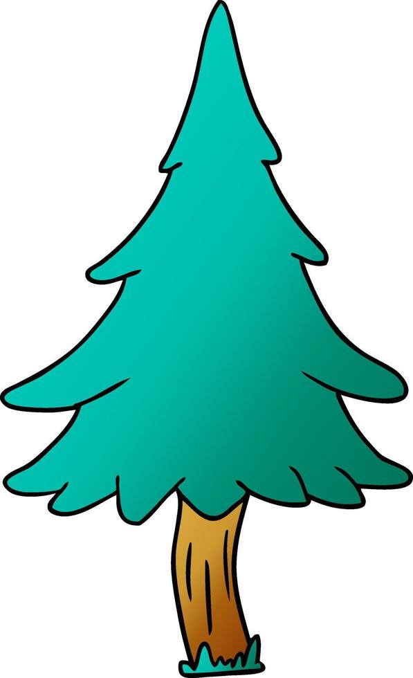 gradient cartoon doodle of woodland pine trees vector