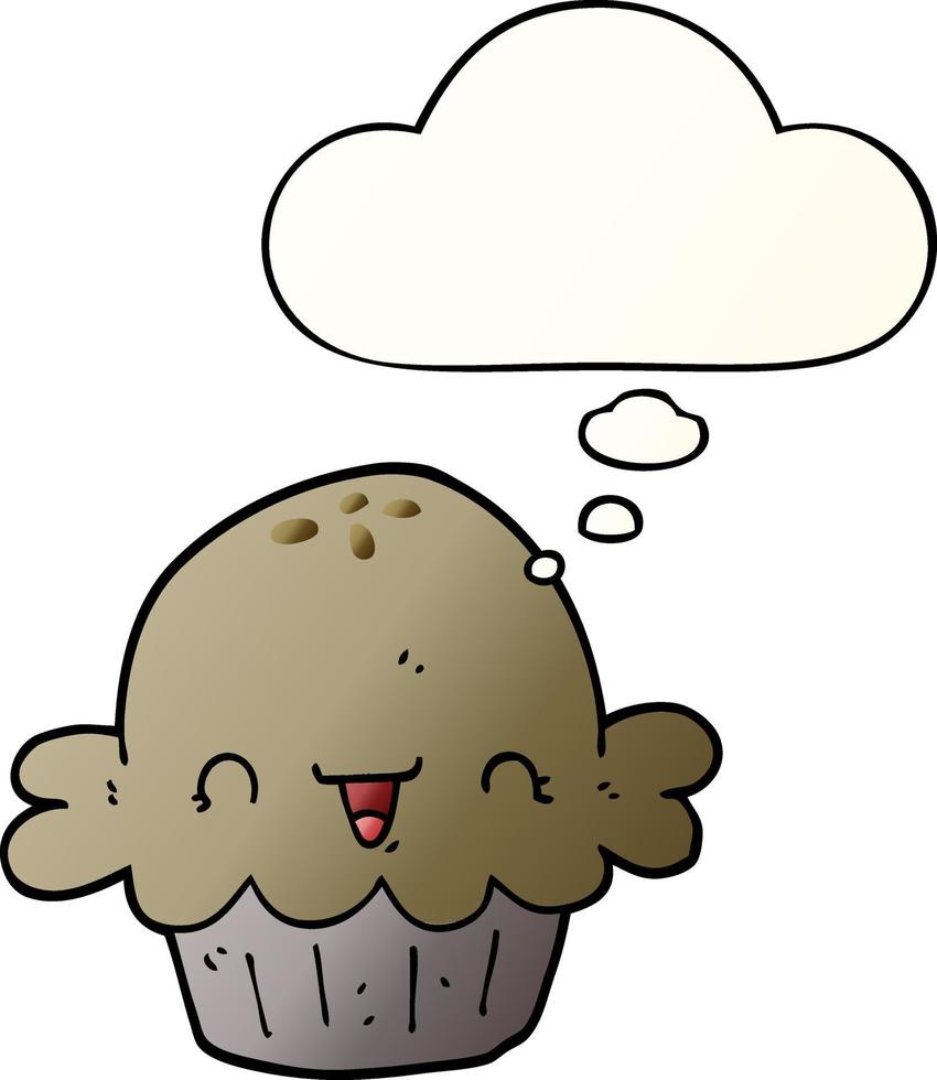 cute cartoon pie and thought bubble in smooth gradient style vector