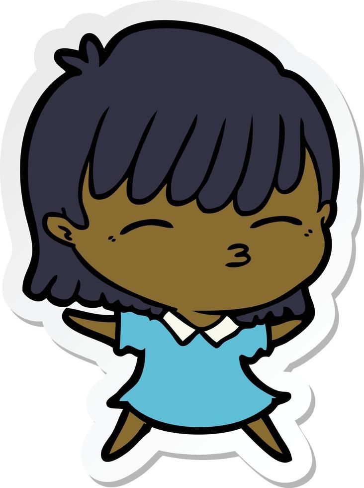 sticker of a cartoon woman vector