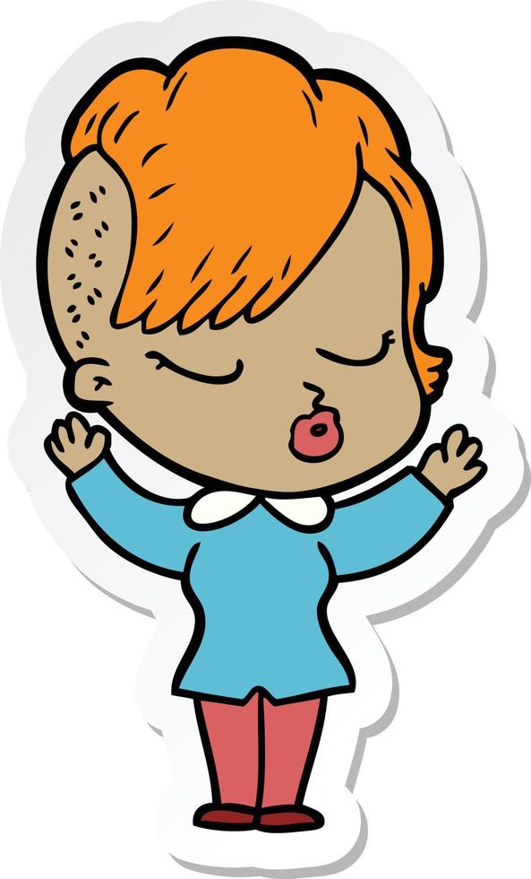 sticker of a cartoon pretty hipster girl vector