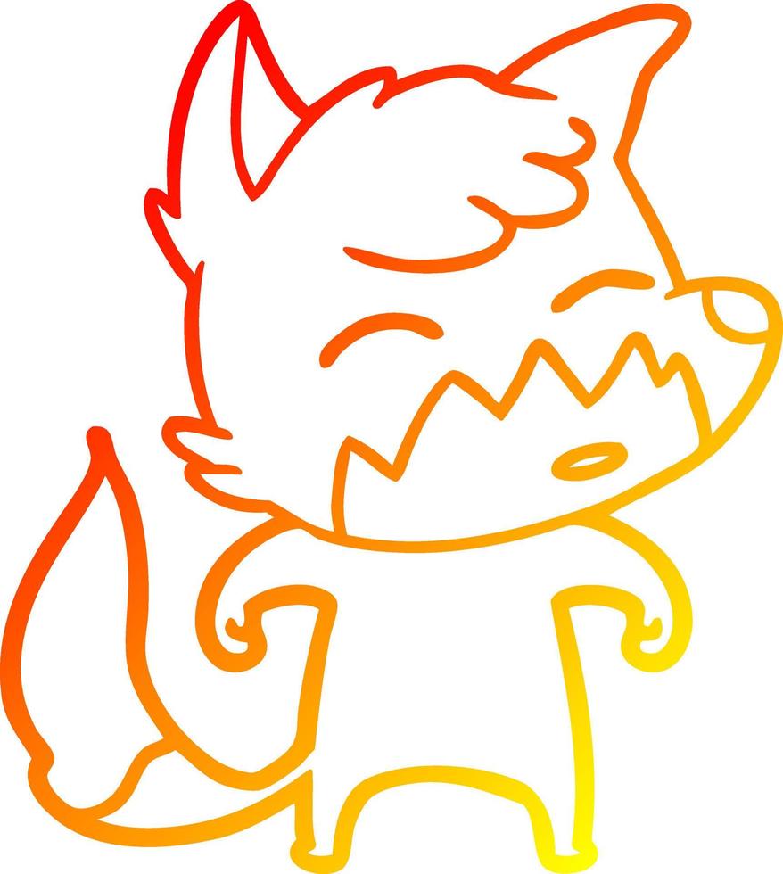 warm gradient line drawing cartoon fox vector