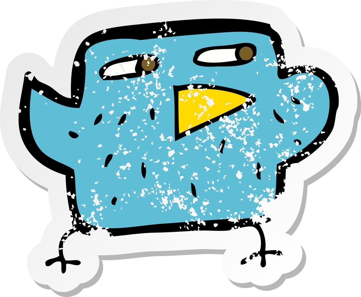 retro distressed sticker of a cartoon bird vector