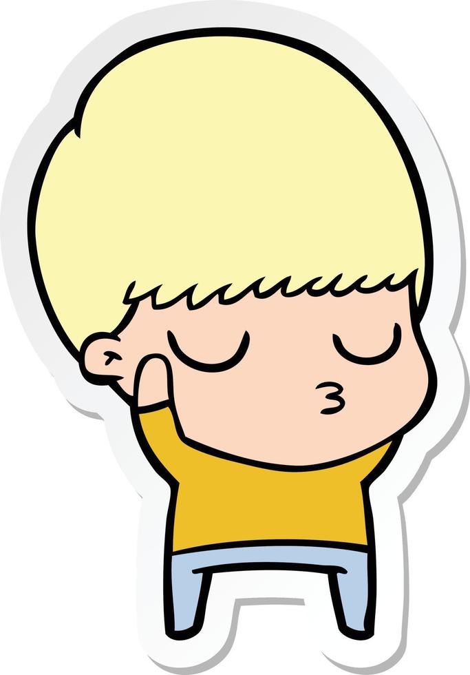 sticker of a cartoon calm boy vector