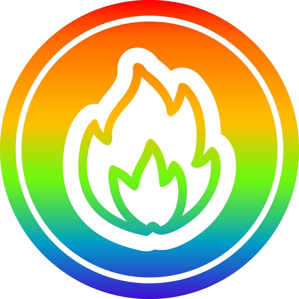 simple flame circular in rainbow spectrum vector