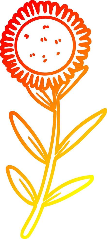 warm gradient line drawing cartoon sunflower vector