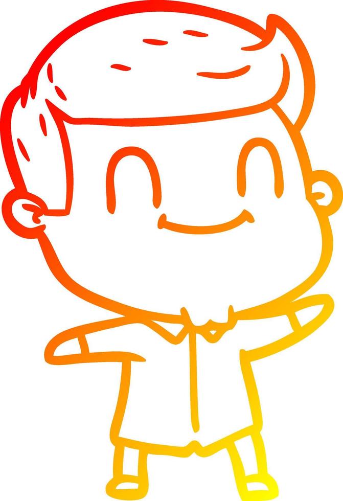 warm gradient line drawing cartoon friendly man vector
