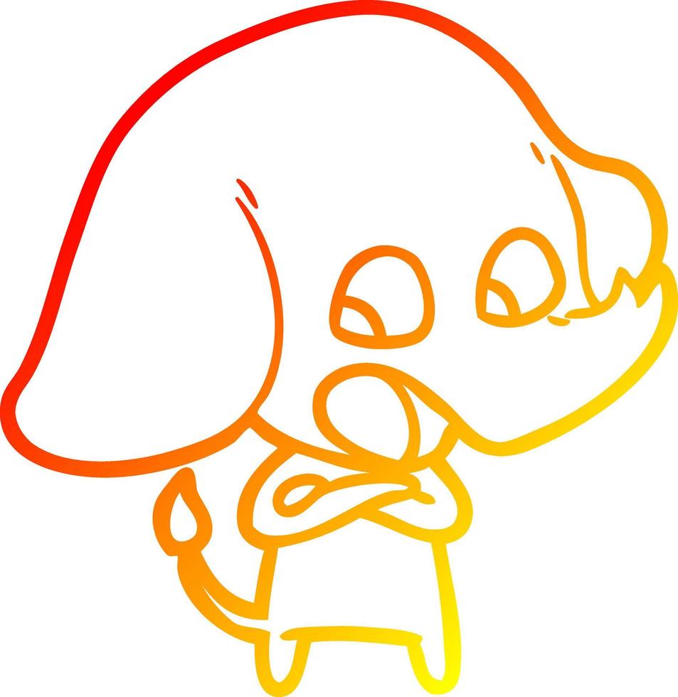 warm gradient line drawing cute cartoon elephant vector