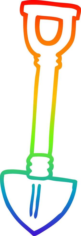 rainbow gradient line drawing cartoon shovel vector