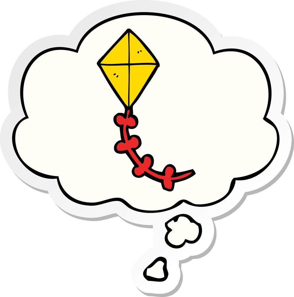 cartoon kite and thought bubble as a printed sticker vector