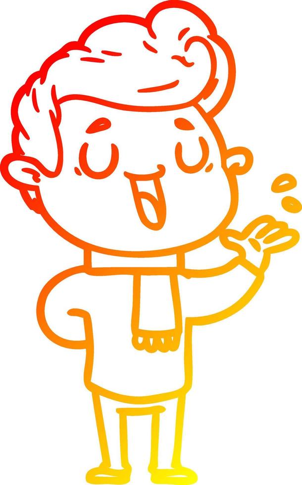 warm gradient line drawing happy cartoon man vector