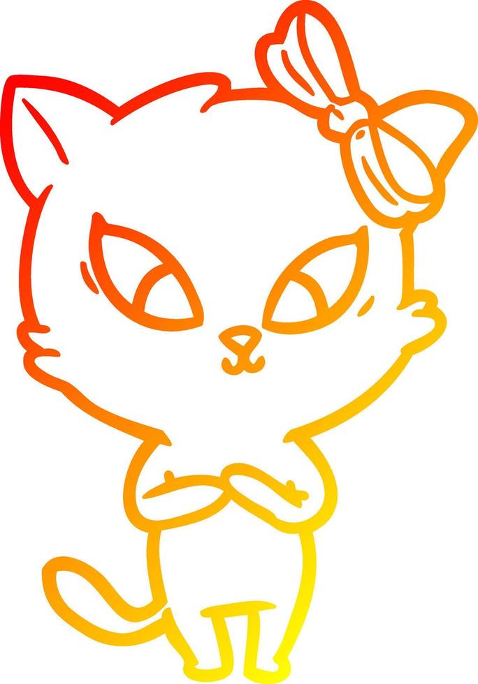 warm gradient line drawing cartoon cat vector