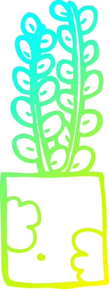 cold gradient line drawing cartoon plant vector