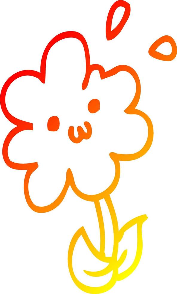 línea de gradiente cálido dibujo flor de dibujos animados vector