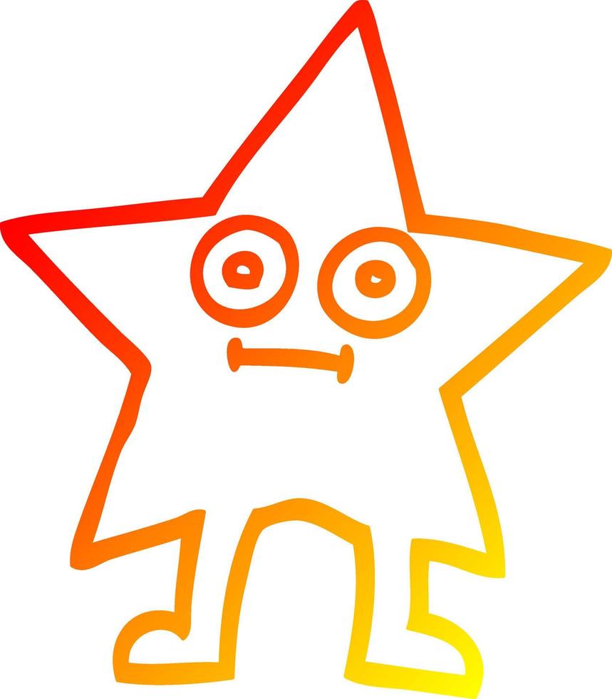 warm gradient line drawing cartoon star character vector