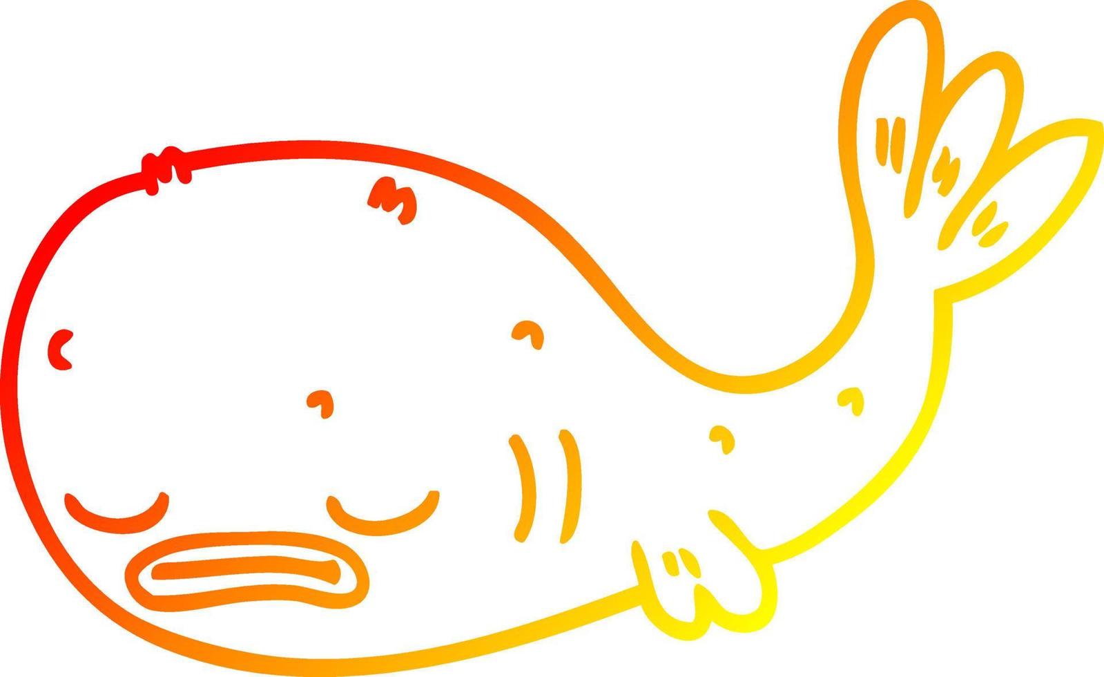 warm gradient line drawing cartoon fish vector
