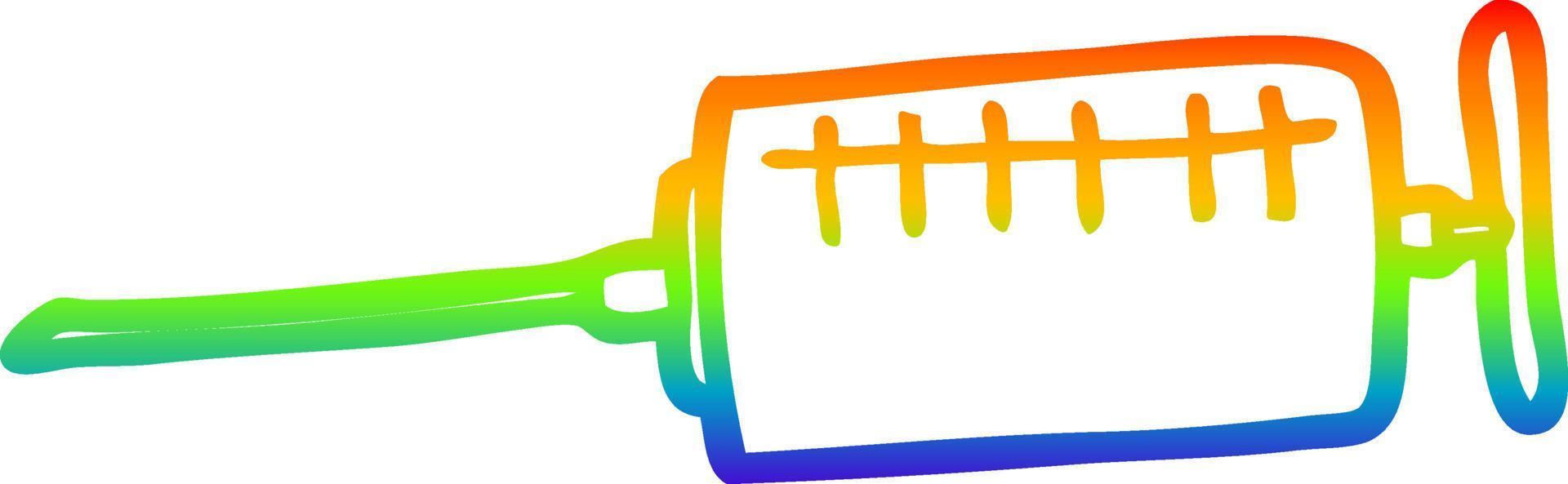 rainbow gradient line drawing cartoon syringe vector