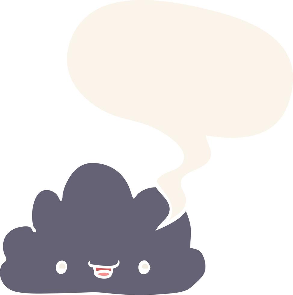 happy cartoon cloud and speech bubble in retro style vector