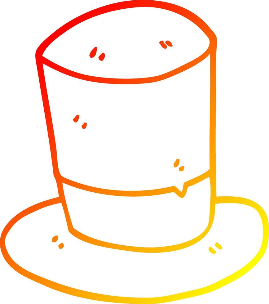 warm gradient line drawing cartoon top hat vector