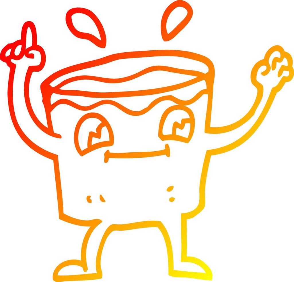 warm gradient line drawing cartoon coffee shot vector
