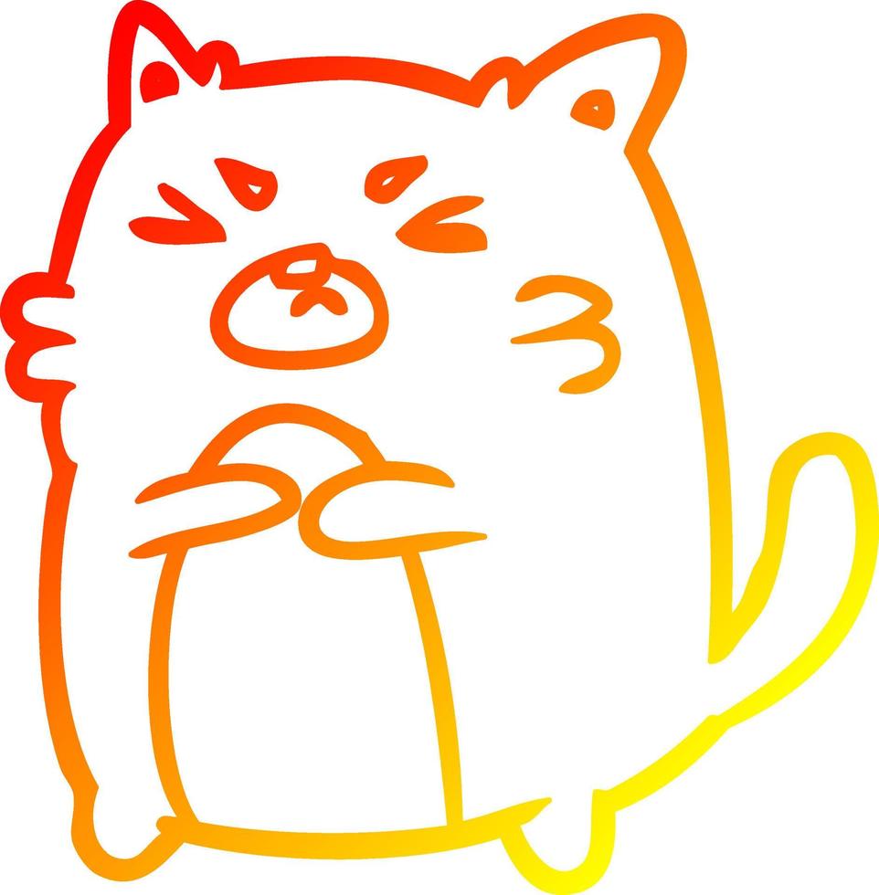 warm gradient line drawing angry cat vector