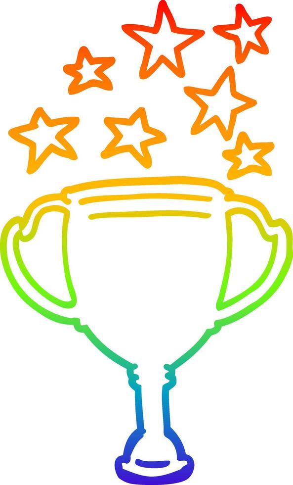 rainbow gradient line drawing cartoon sports trophy vector