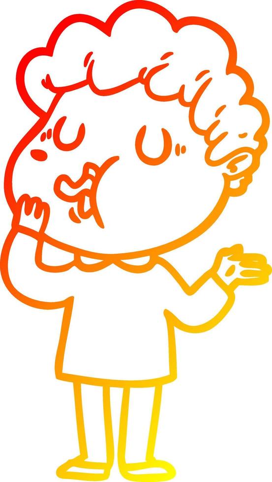 warm gradient line drawing cartoon man singing vector