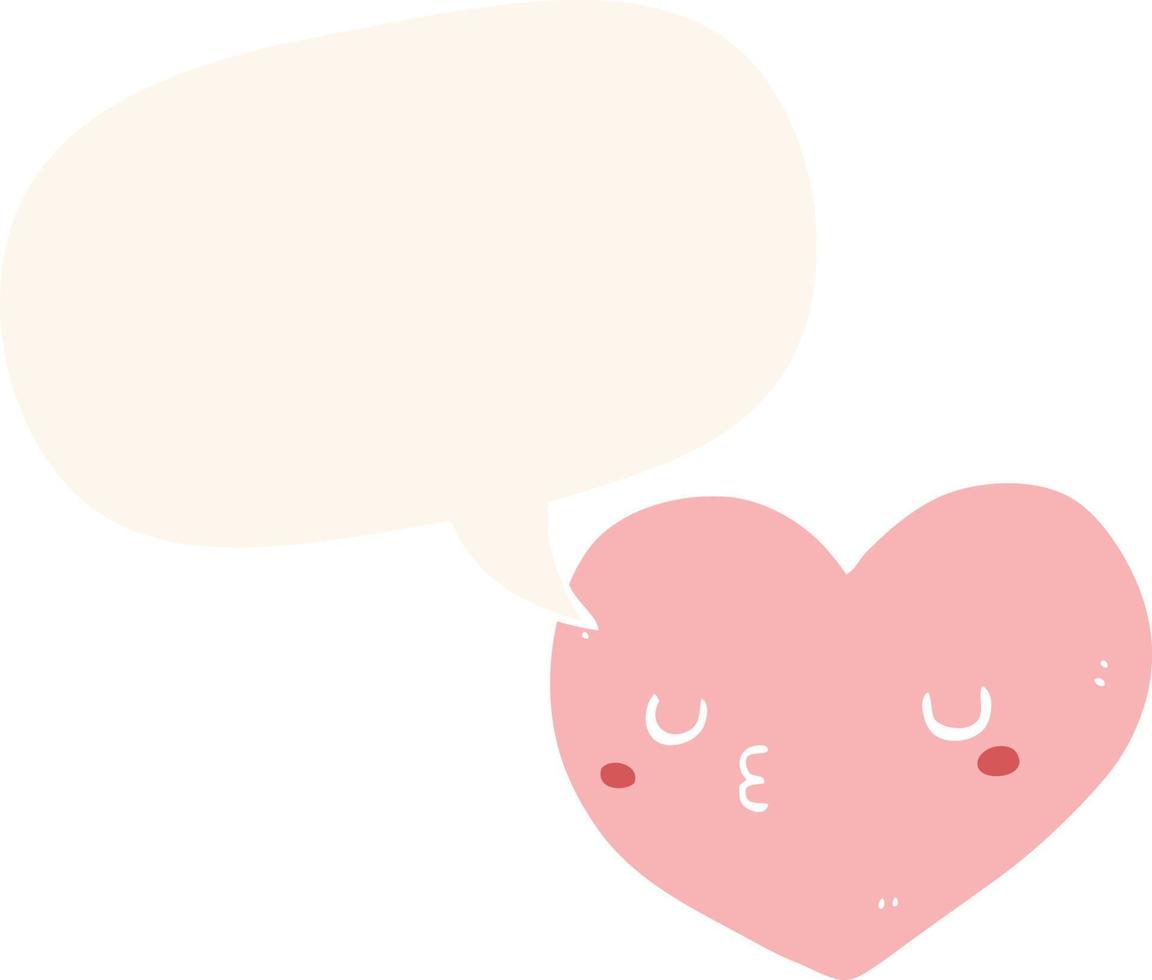 cartoon love heart and speech bubble in retro style vector
