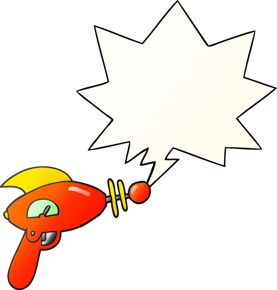 cartoon ray gun and speech bubble in smooth gradient style vector