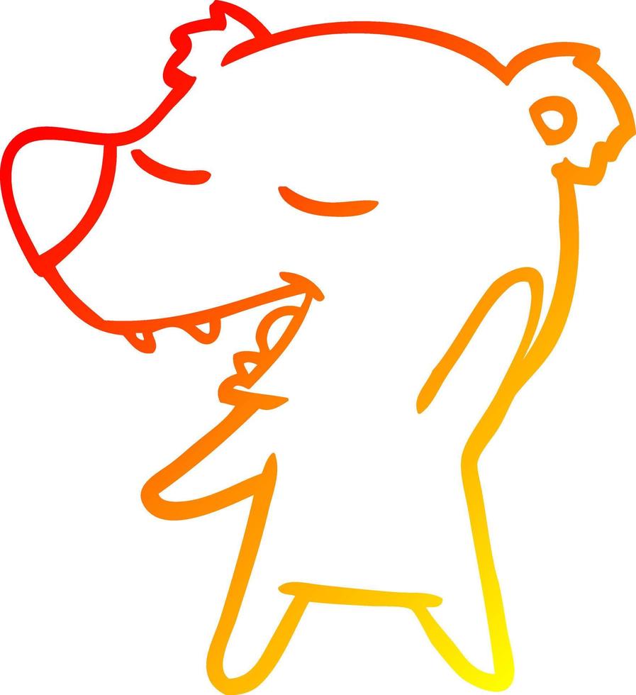 warm gradient line drawing cartoon bear vector