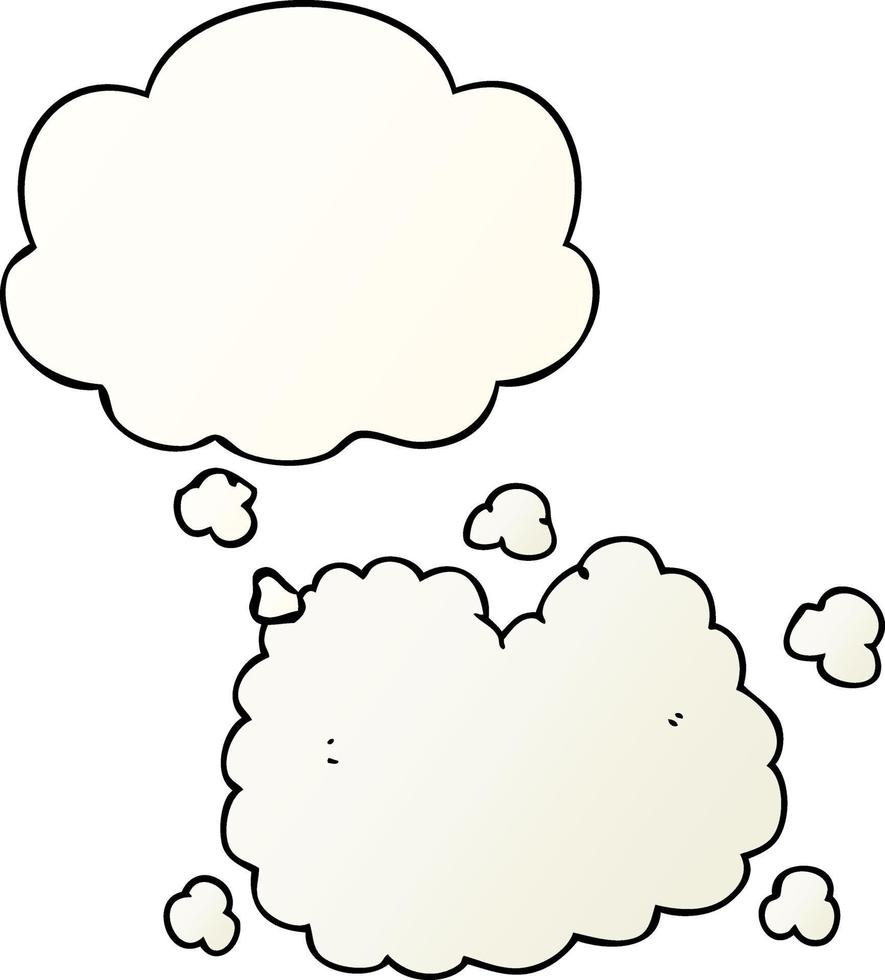 cartoon smoke cloud and thought bubble in smooth gradient style vector