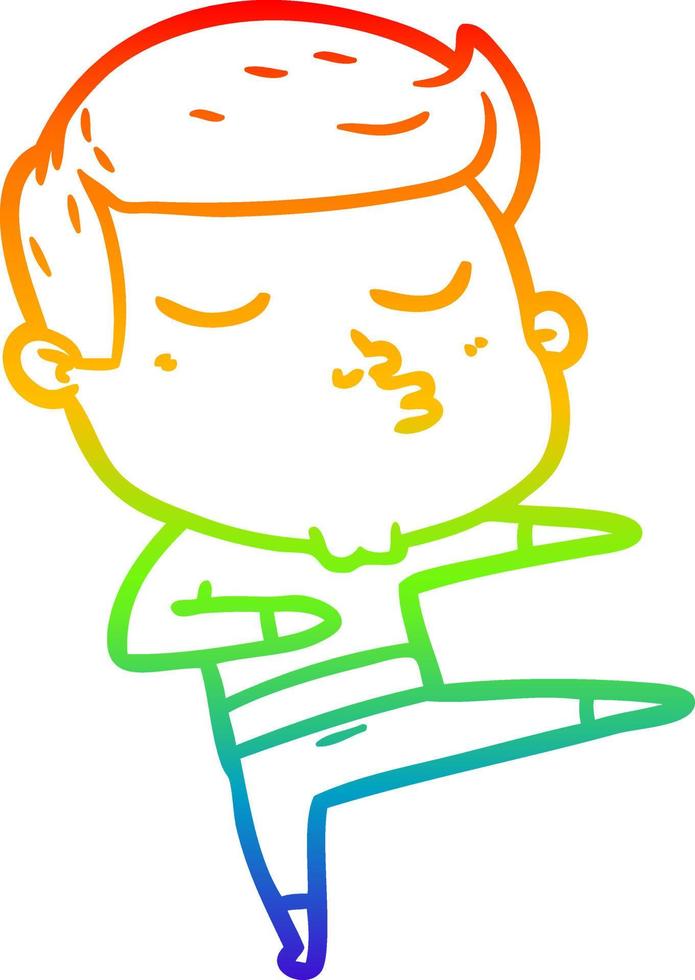 rainbow gradient line drawing cartoon model guy pouting vector