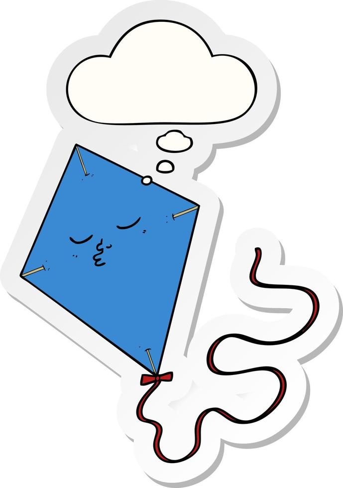 cartoon kite and thought bubble as a printed sticker vector