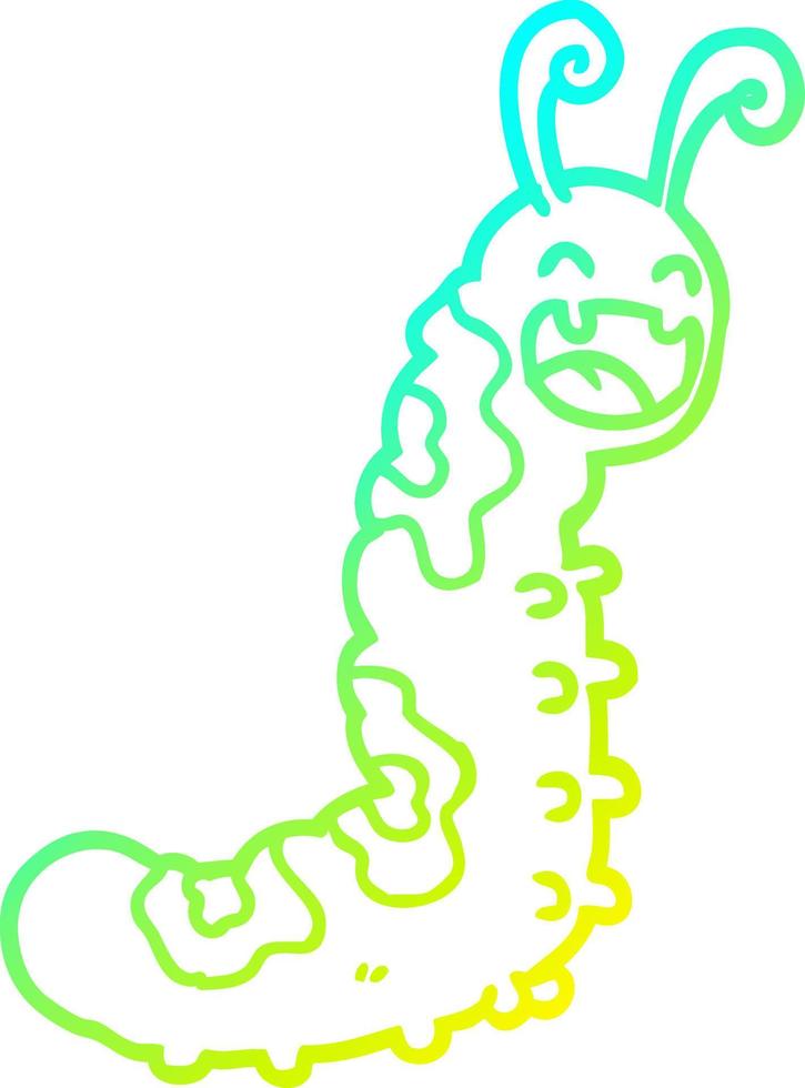 cold gradient line drawing funny cartoon caterpillar vector