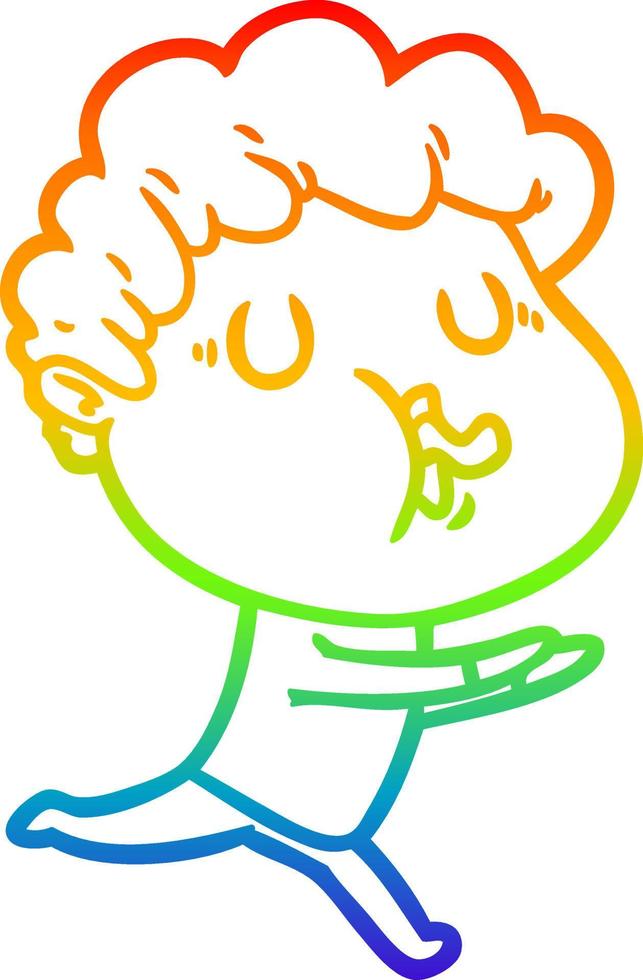 rainbow gradient line drawing cartoon man singing vector