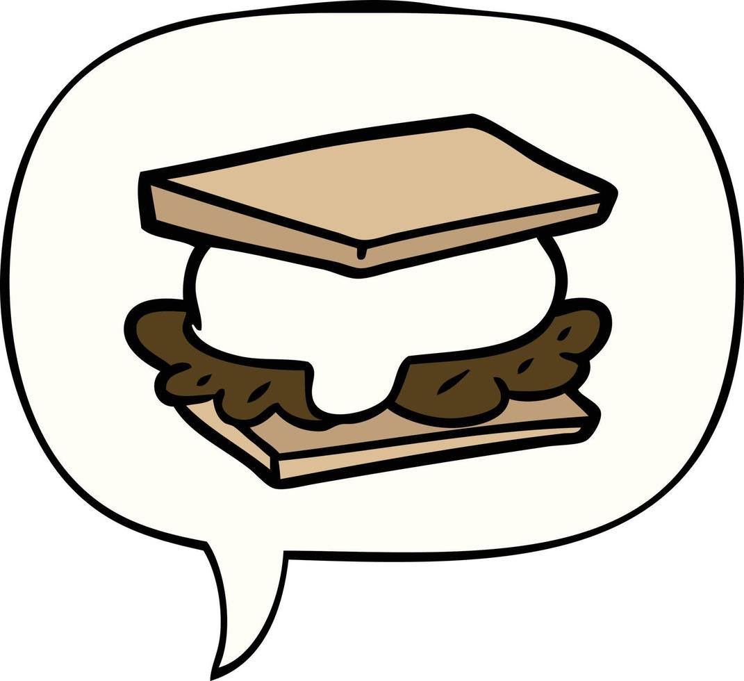 Smore dibujos animados y burbujas de discurso vector