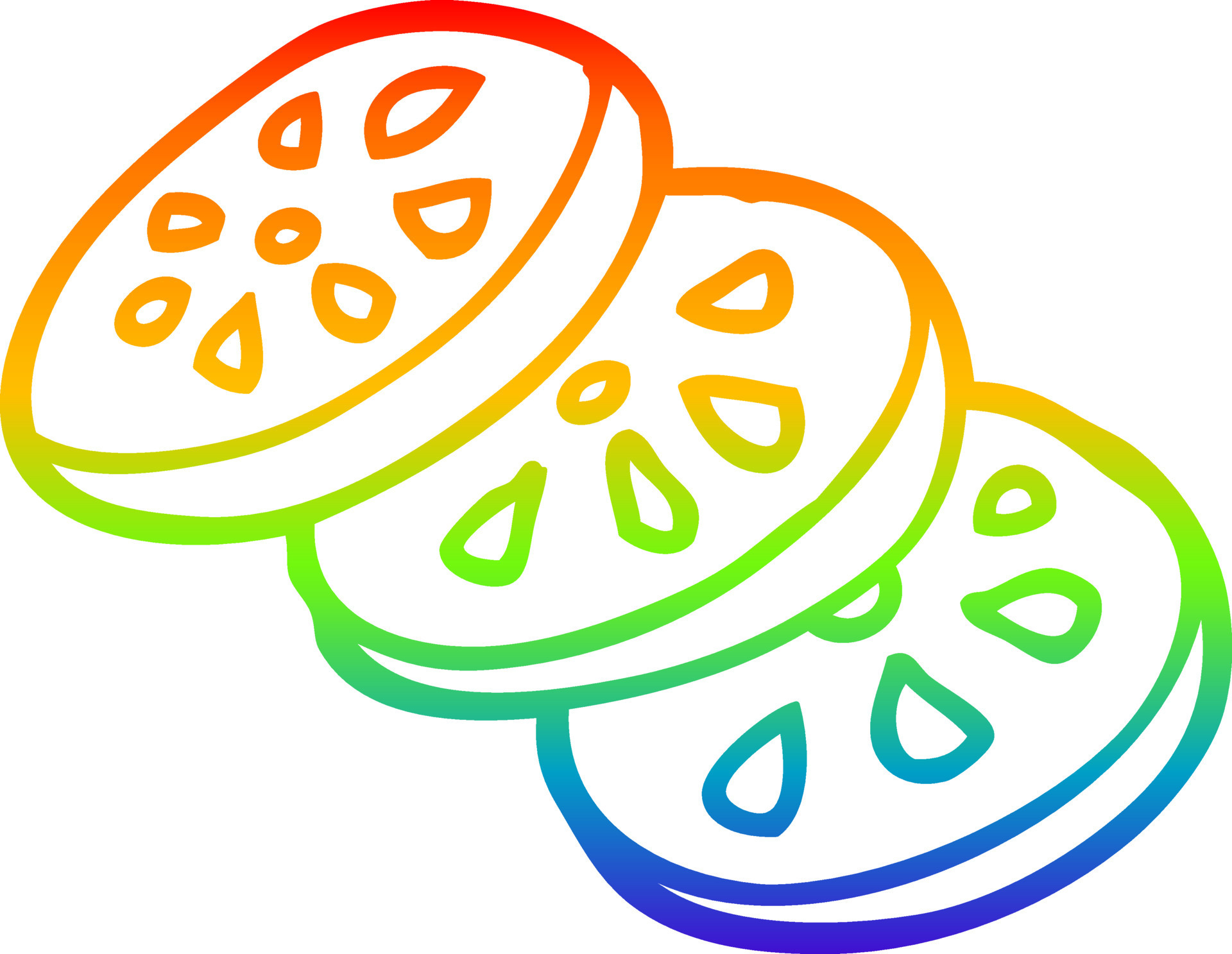 rainbow gradient line drawing cartoon lemon slices 10650493 Vector Art at  Vecteezy