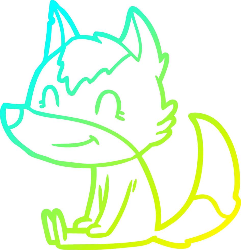 cold gradient line drawing friendly cartoon wolf vector