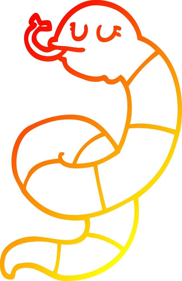 warm gradient line drawing cartoon snake coiled vector