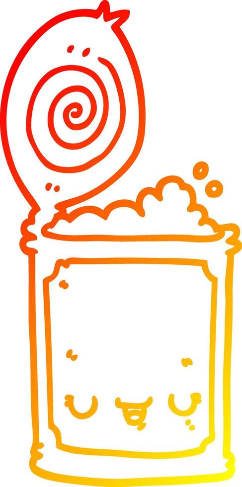 warm gradient line drawing cartoon canned food vector