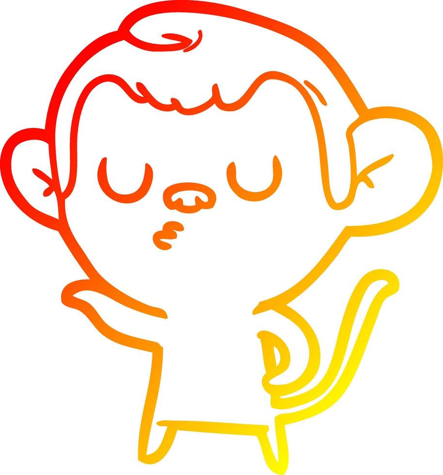 warm gradient line drawing cartoon monkey vector