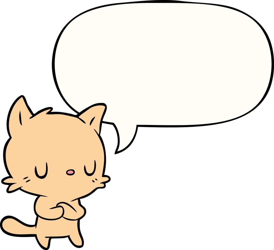 cute cartoon cat and speech bubble vector