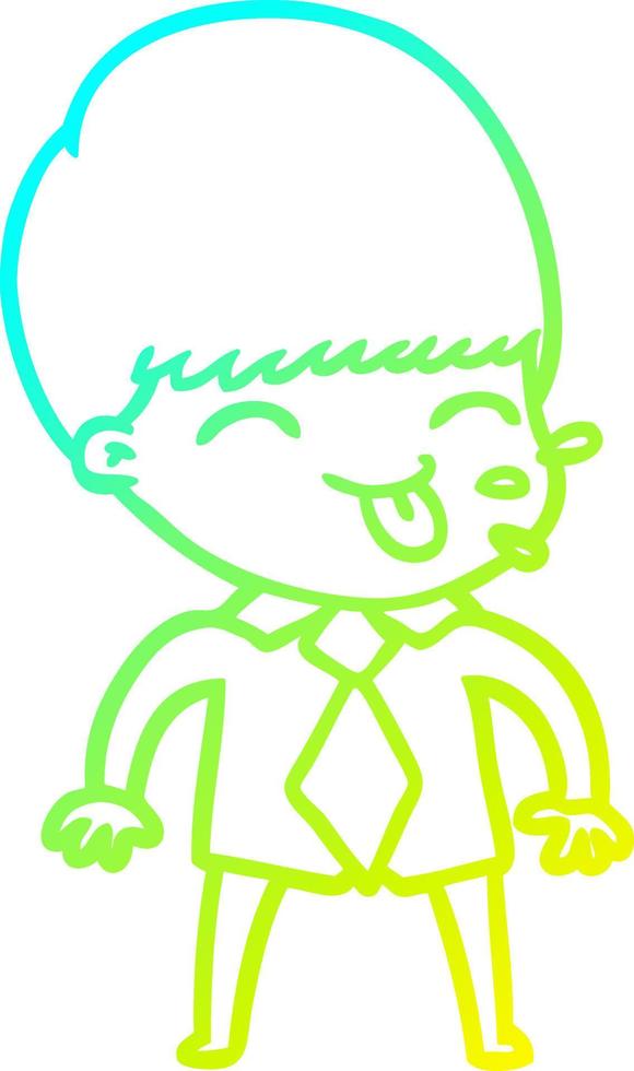 cold gradient line drawing cartoon rude man vector