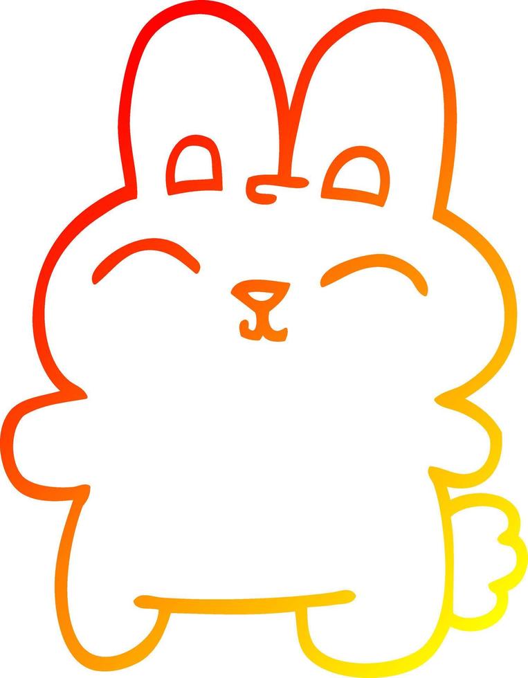 warm gradient line drawing happy cartoon rabbit vector