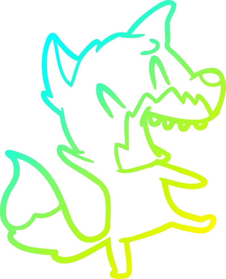 cold gradient line drawing laughing fox cartoon vector