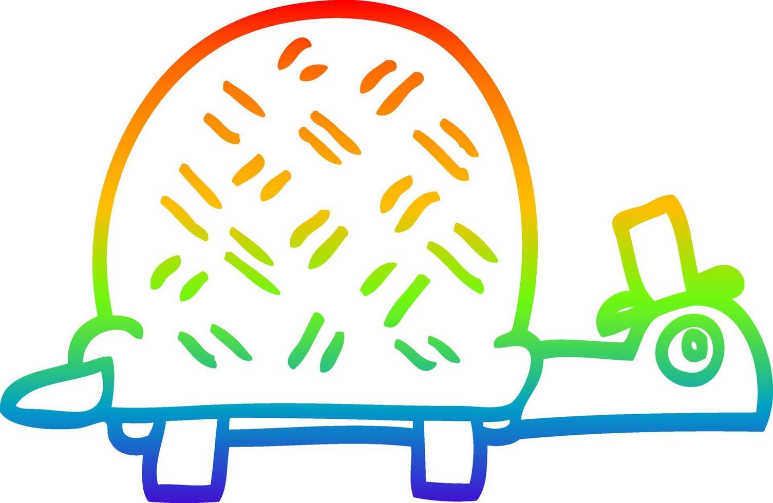 rainbow gradient line drawing cartoon funny tortoise vector