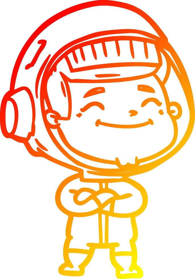 warm gradient line drawing happy cartoon astronaut vector