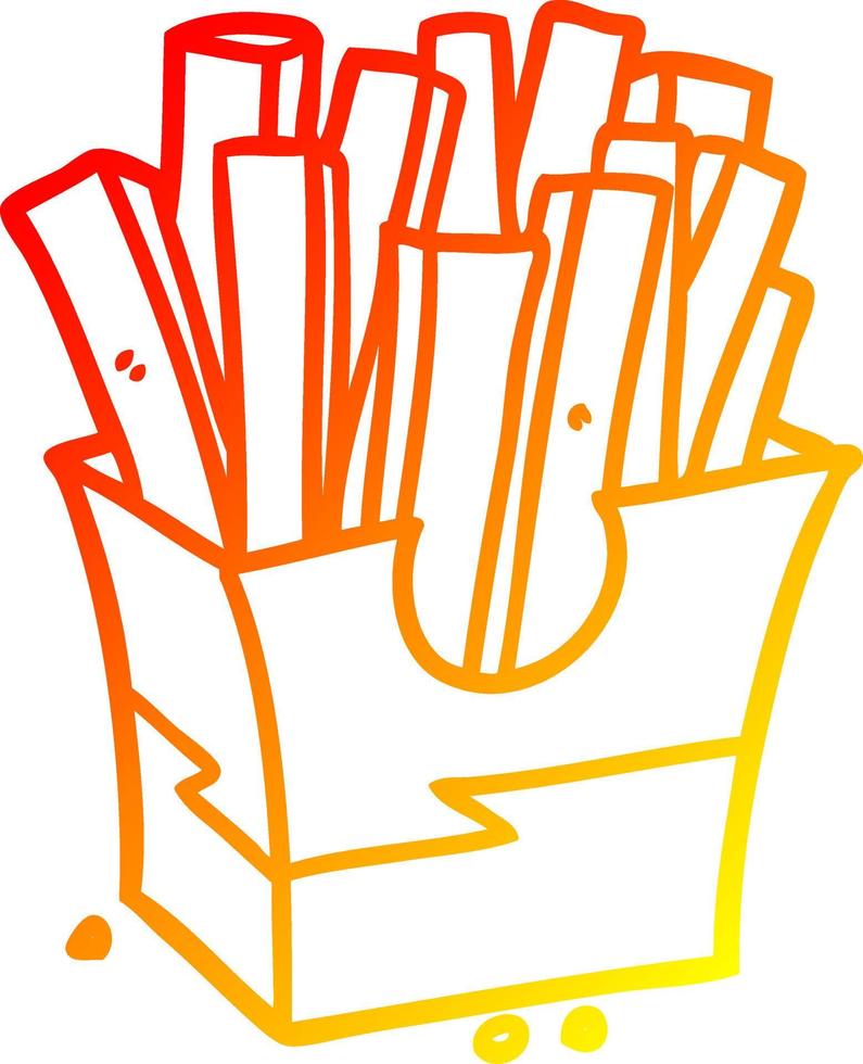 warm gradient line drawing junk food fries vector