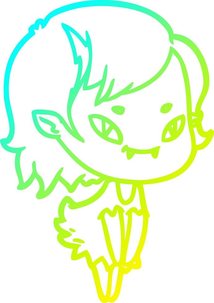 cold gradient line drawing cartoon friendly vampire girl vector