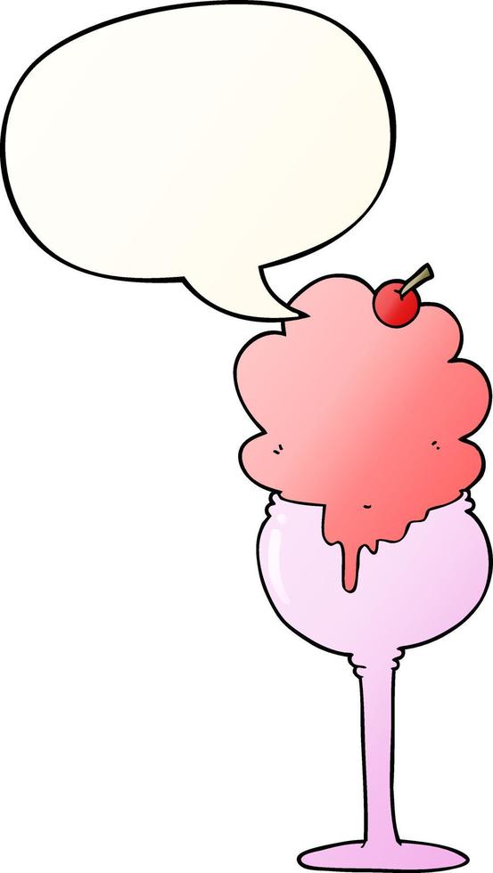 cartoon ice cream desert and speech bubble in smooth gradient style vector
