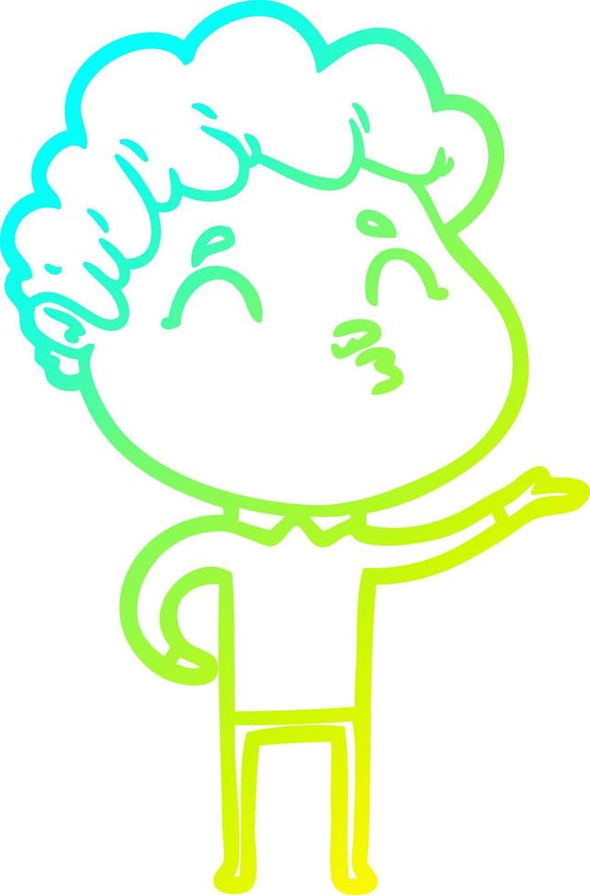cold gradient line drawing cartoon man pouting vector